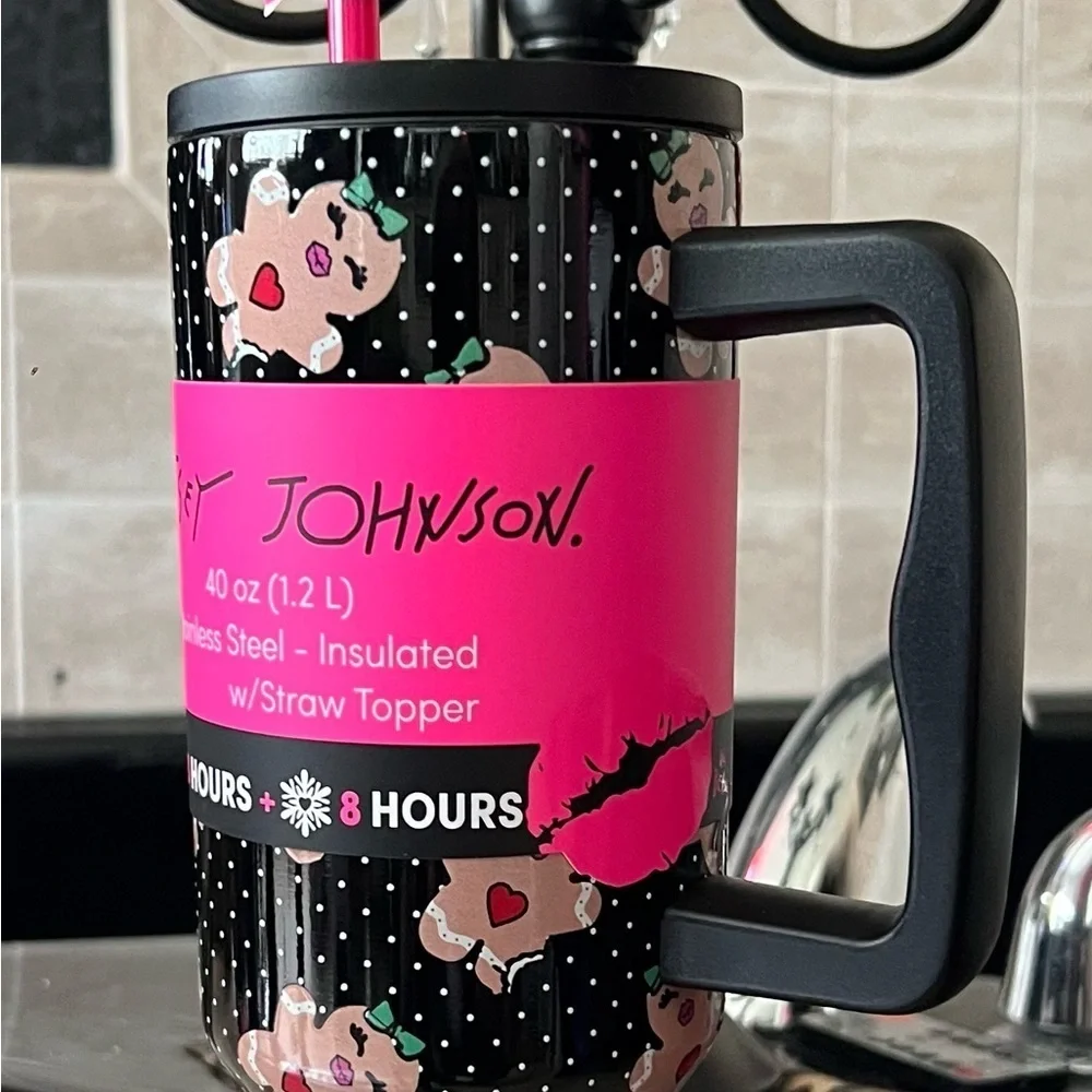 🤍🖤 Betsey Johnson 40oz Insulated Stainless Steel gingerbread Tumbler - NWT🤍🖤